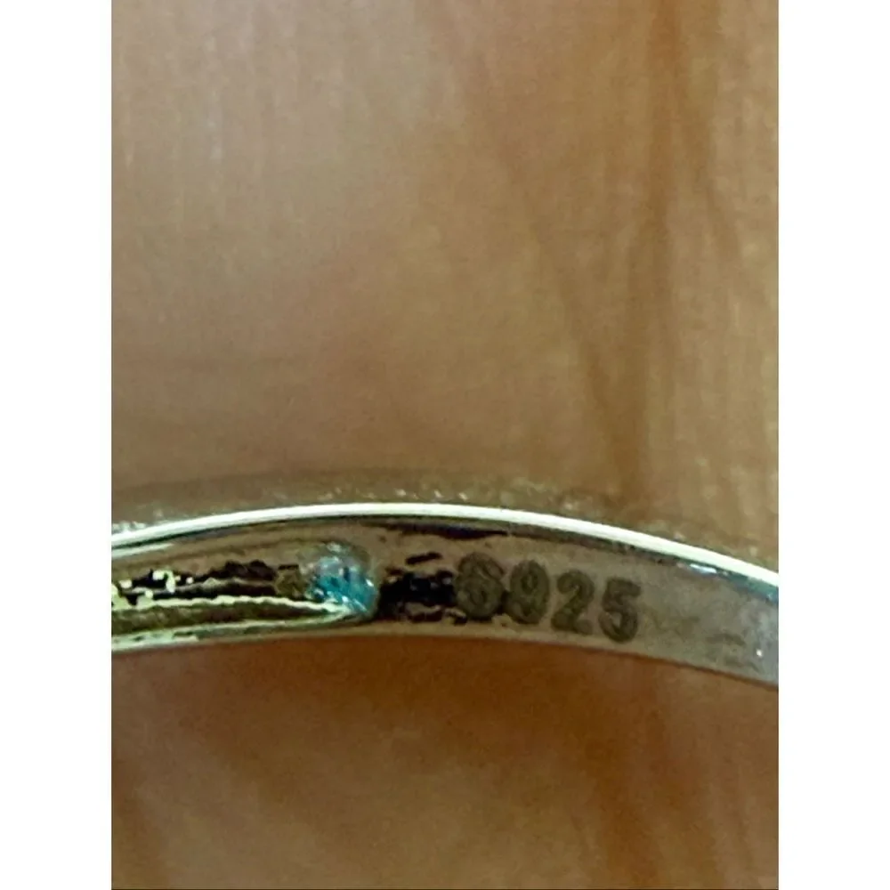 Natural Blue Larimar Oval Adjustable Sterling Silver Ring Water Pattern New